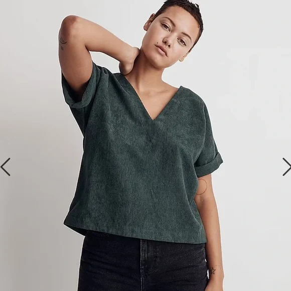 Madewell Corduroy V-Neck Top NI323 - Picture 2 of 6